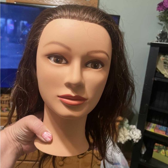 Professional Hair Styling Mannequin Head with Brown Hair - Picture 3 of 4
